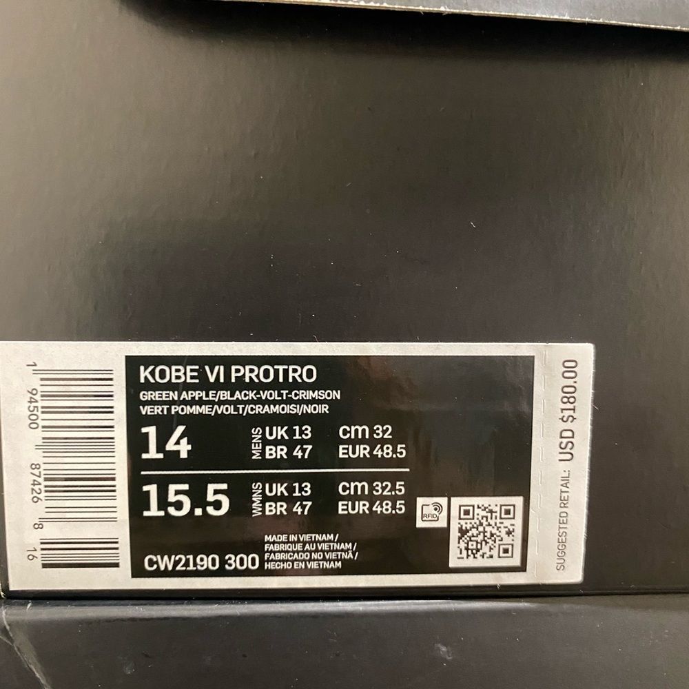 2020 Nike Zoom Kobe 6 VI Protro Grinch Green Apple Crimson Cw2190-300 Size 14 - Picture 4 of 4